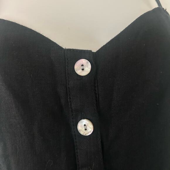 Madewell Sleeveless Wide Leg Adjustable 100% Linen Black Jumpsuit 0 New - Picture 4 of 13